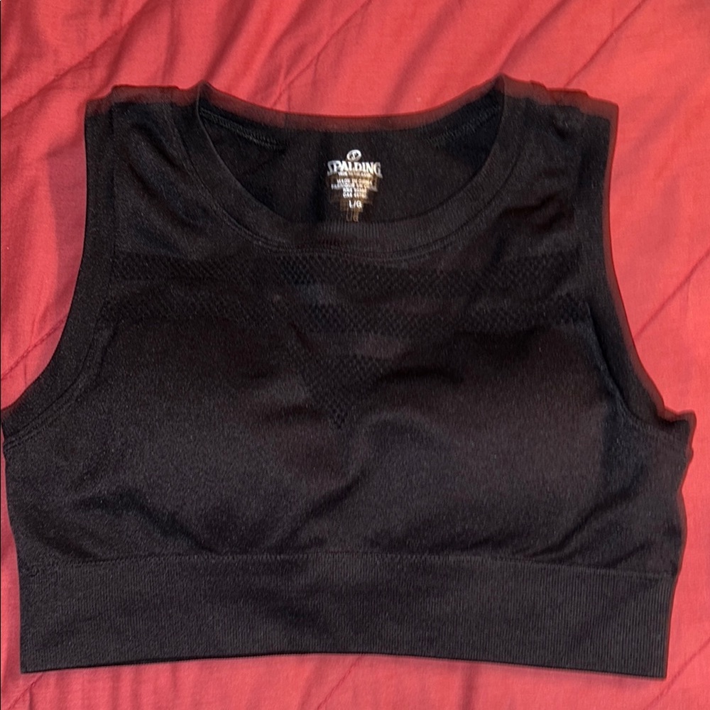Spalding Women's Large Black Athletic Tank Bra.